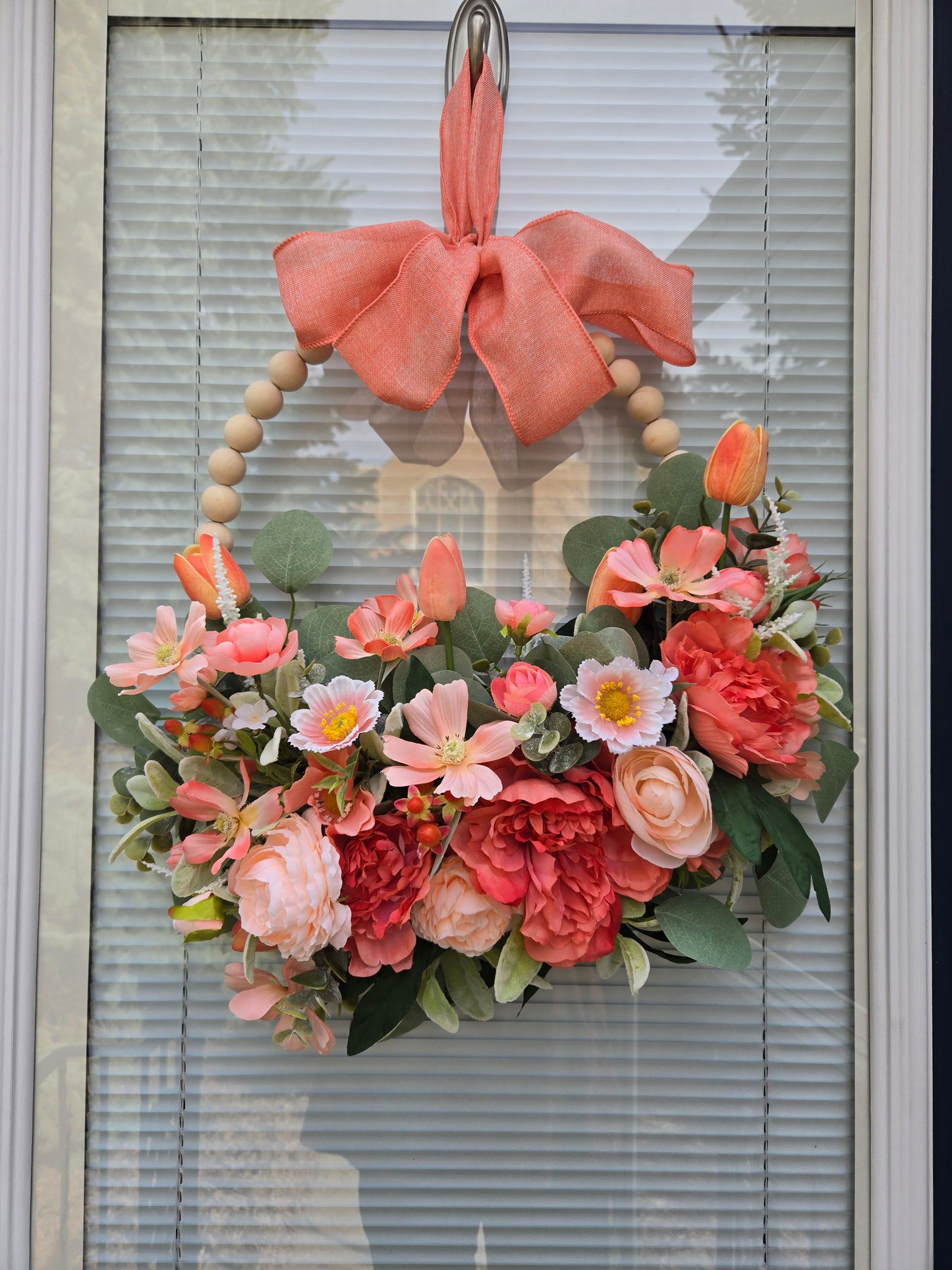 Silk Coral and Peach Spring Wreath