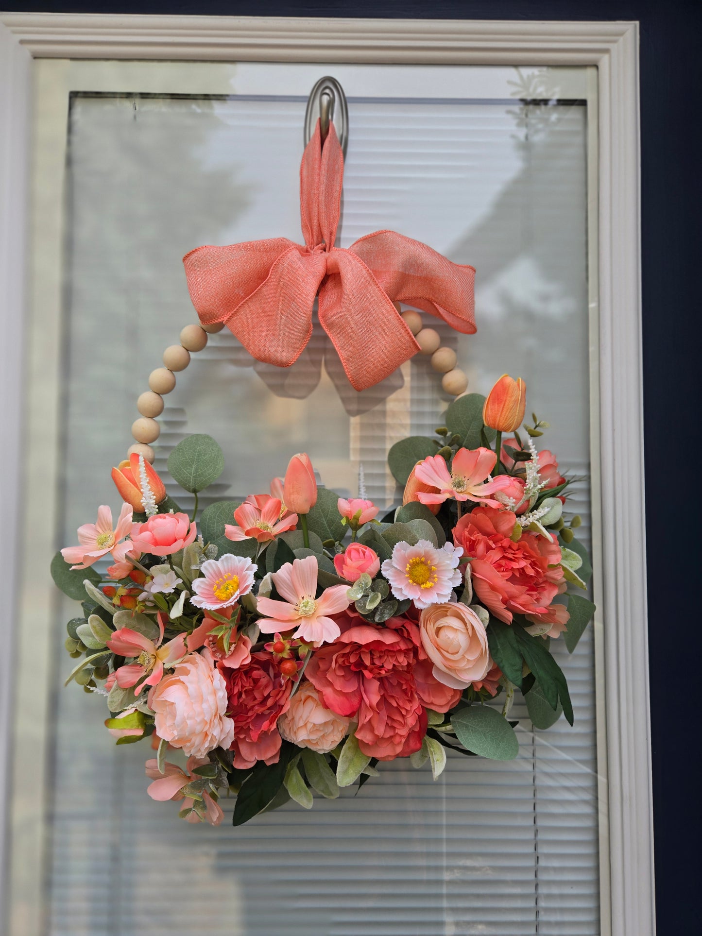 Silk Coral and Peach Spring Wreath
