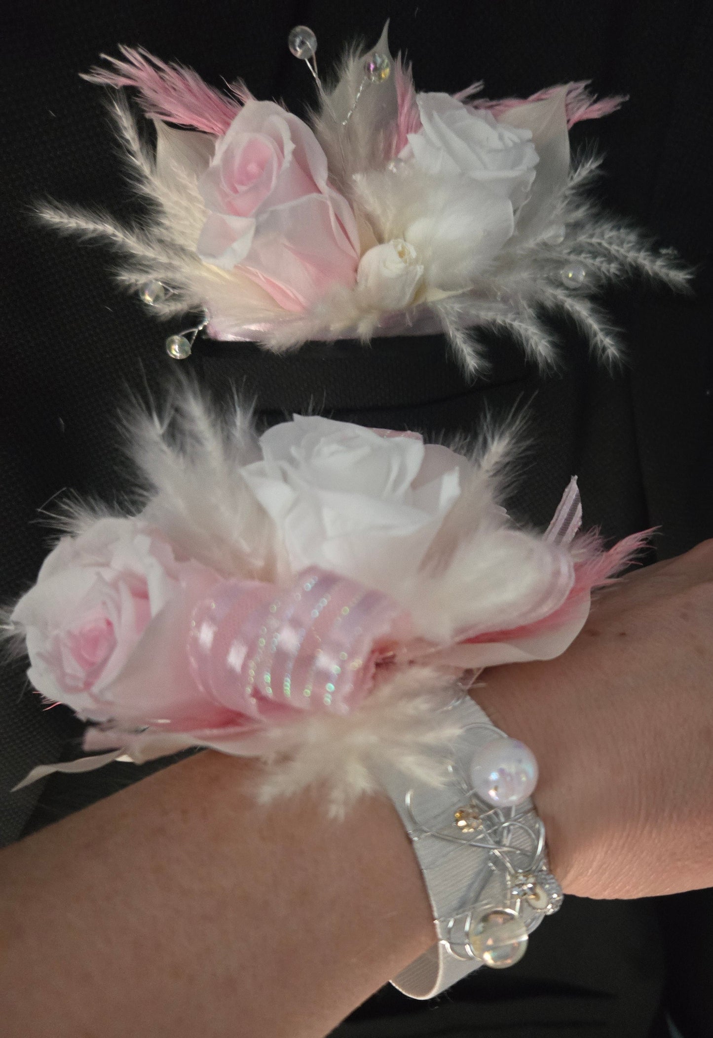 Preserved Flower Pink and White prom set