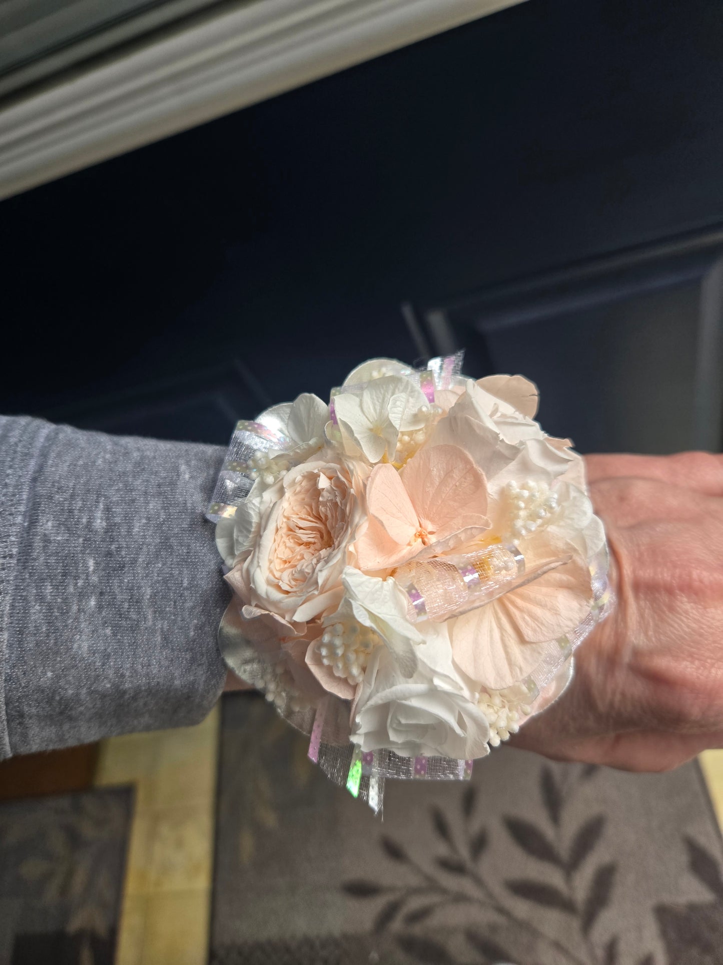 Preserved Roses Corsage Prom Set In White and Blush