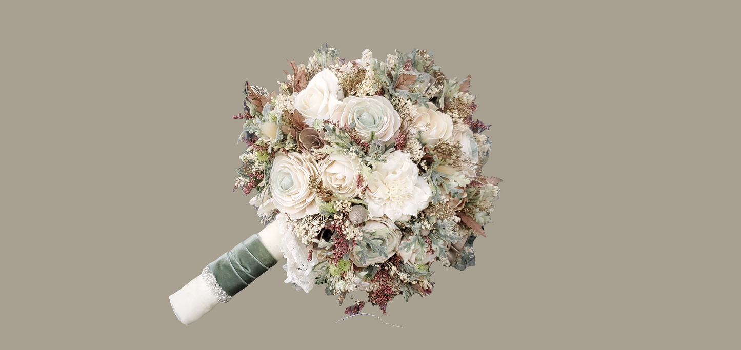 Wood Flower Round Bouquet