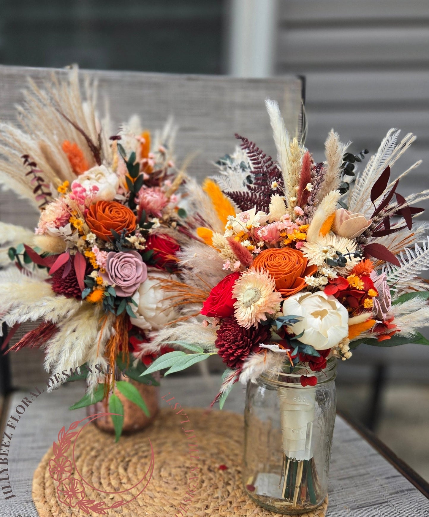 Wood Flower late Summer or Fall Set of 2 Bouquets