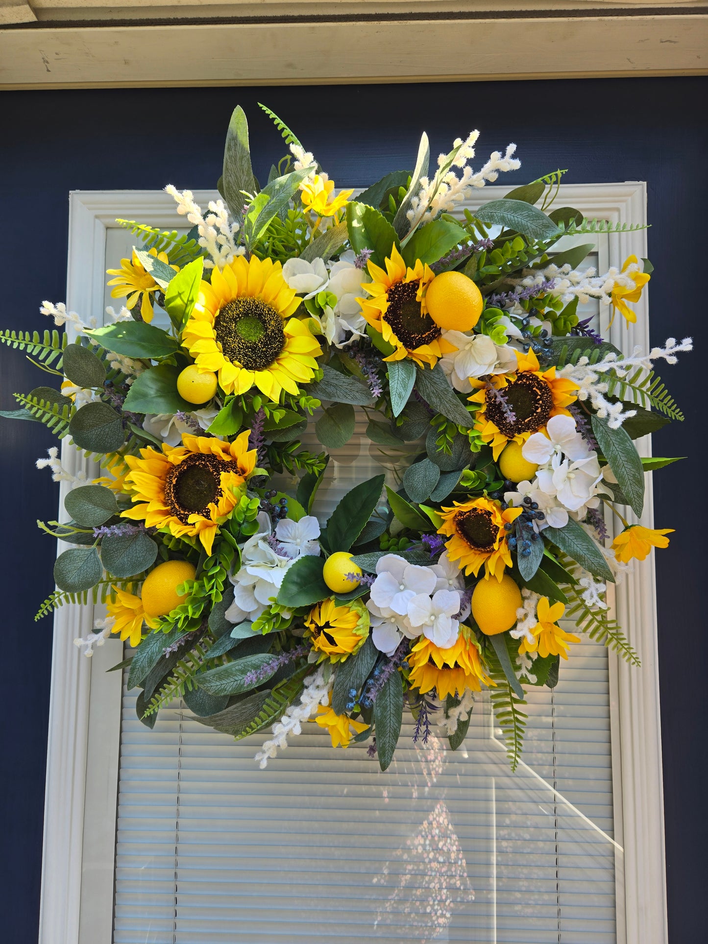 Silk Sunflower and artificial Lemon Wreath
