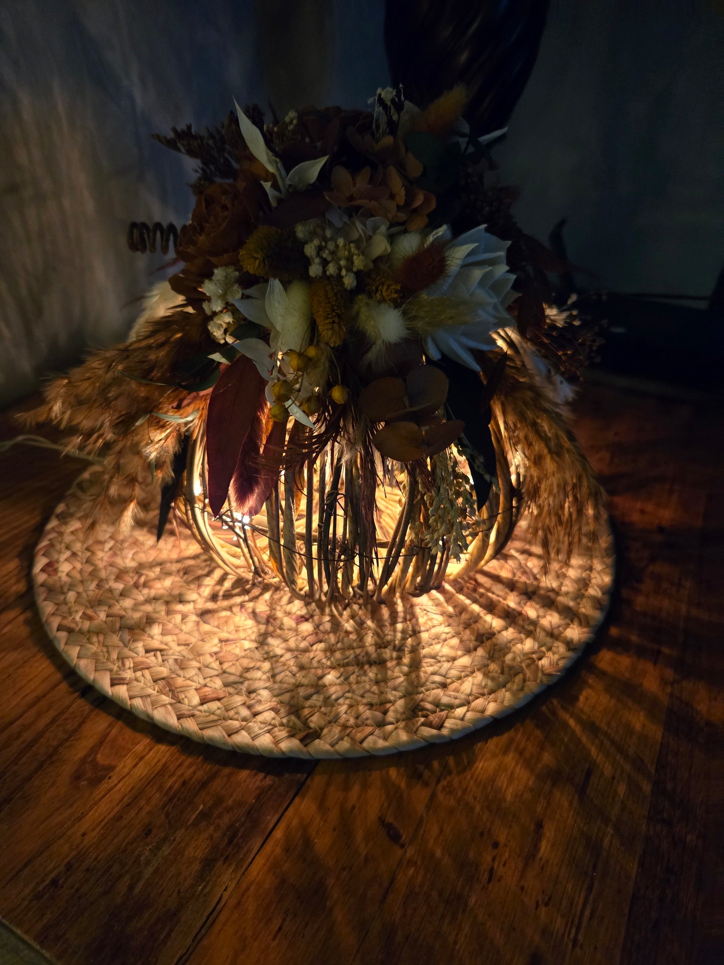 Wood Flower Grapevine Pumpkin in rust,burnt orange and terracotta home decor