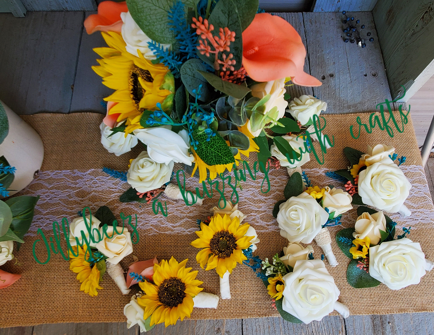 Custom Order Artificial Wedding Flowers. Pictures for reference only.