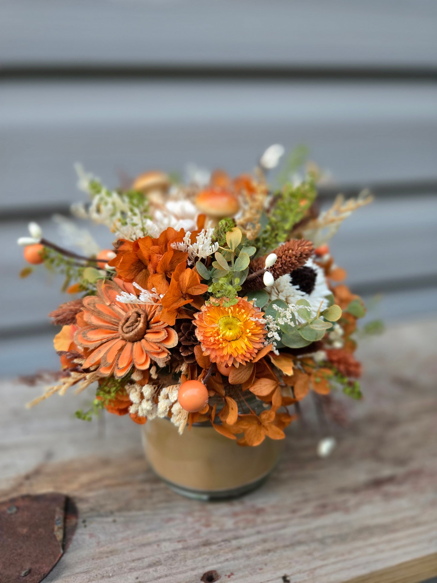 Wood Flower Candle Topper with Candle