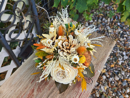 Wood Flower Candle Topper with Candle