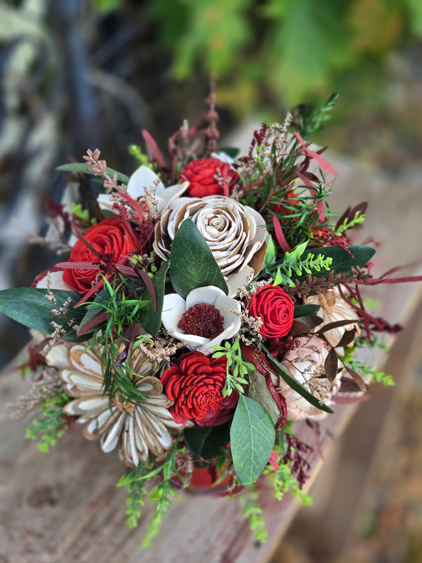 Wood Flower Candle Topper with Candle