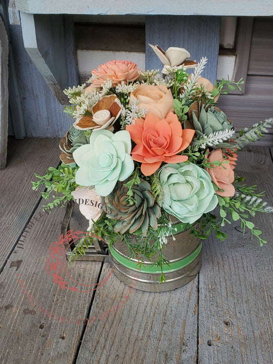 Wood Flower Vintage Arrangement