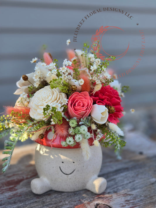 Wood Flower Ceramic Mushroom Arrangement